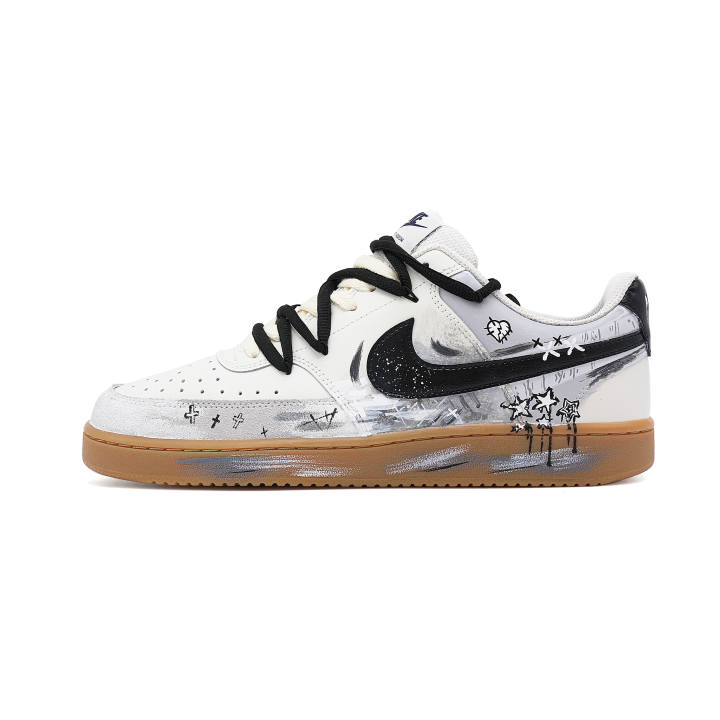 Nike Nike Court Vision Distressed Heart Leather Low top Skateboard Shoes Men's White Gray