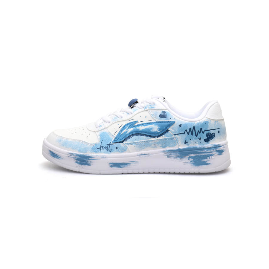 Li-Ning Li Ning Slip Resistant Cushioning Abrasion Resistant Low top Skateboard Shoes Unisex White Blue