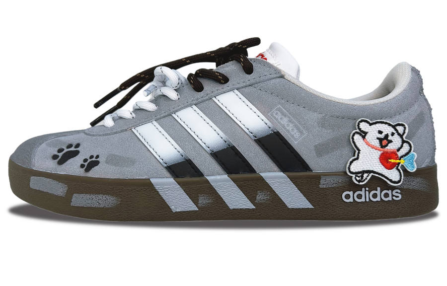 Adidas Adidas VL COURT 2.0 Leather Low top Skateboard Shoes Unisex Gray Black