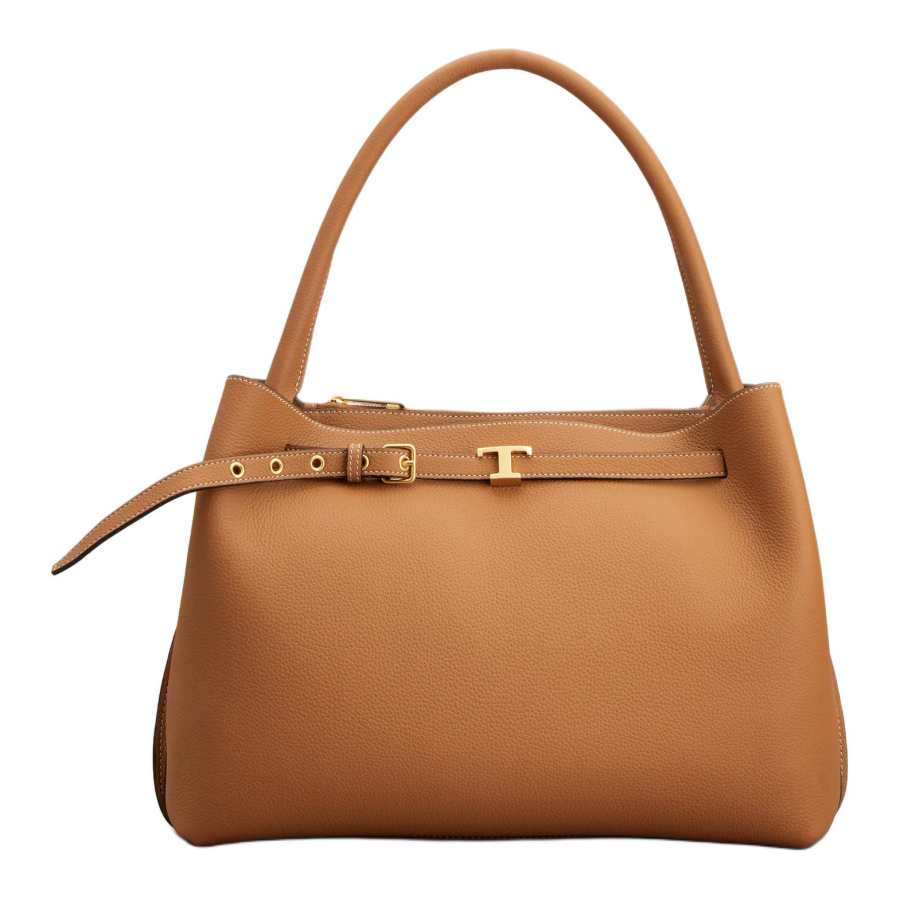 TOD'S T Timeless Calfskin Handbag Small Women's Brown