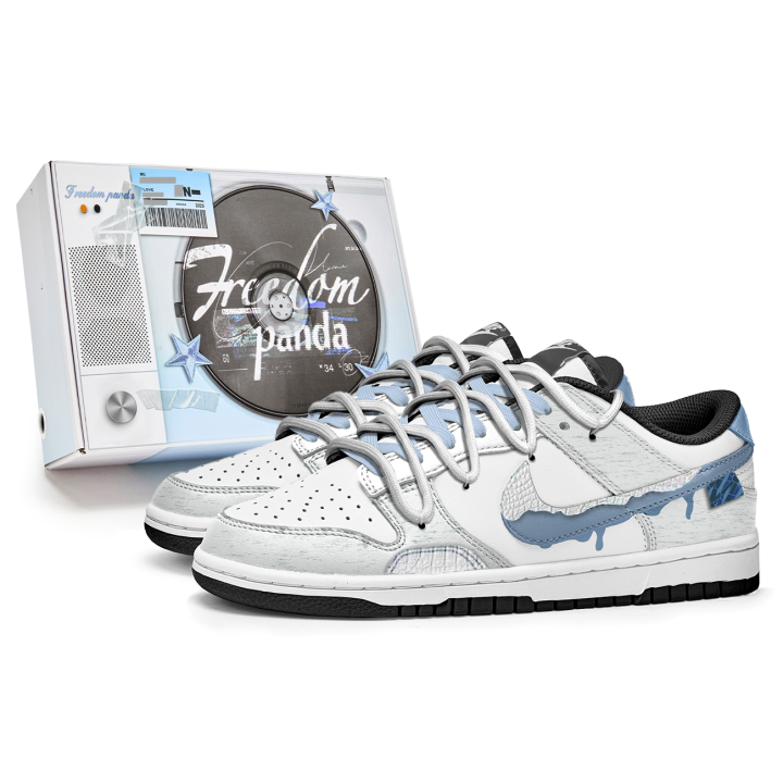 Nike Nike Dunk Slip Resistant Abrasion Resistant Low top Skateboard Shoes Unisex Blue Gray White
