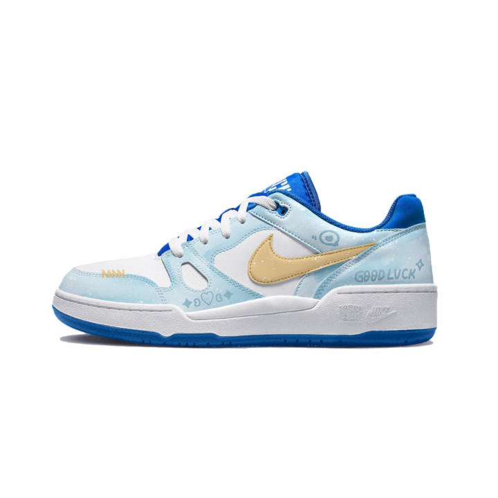 Nike Nike Full Force Leather Cushioning, Wear Resistant Low top Skateboard Shoes Unisex Blue White