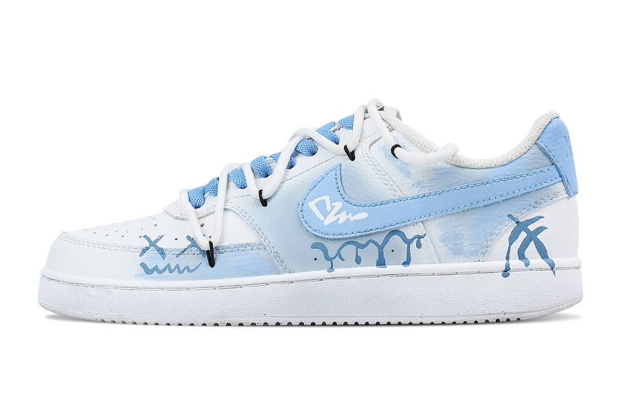Nike Nike Court Vision 1 Little Emotions Slip Resistant Abrasion Resistant Low top Skateboard Shoes Men's White Blue