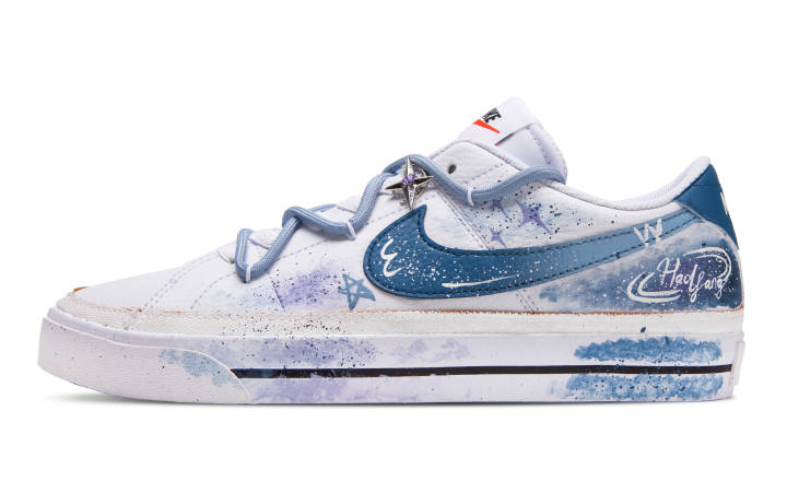 Nike Nike Court Legacy Radiant Like Starry Slip Resistant Low top Skateboard Shoes Men's White Blue