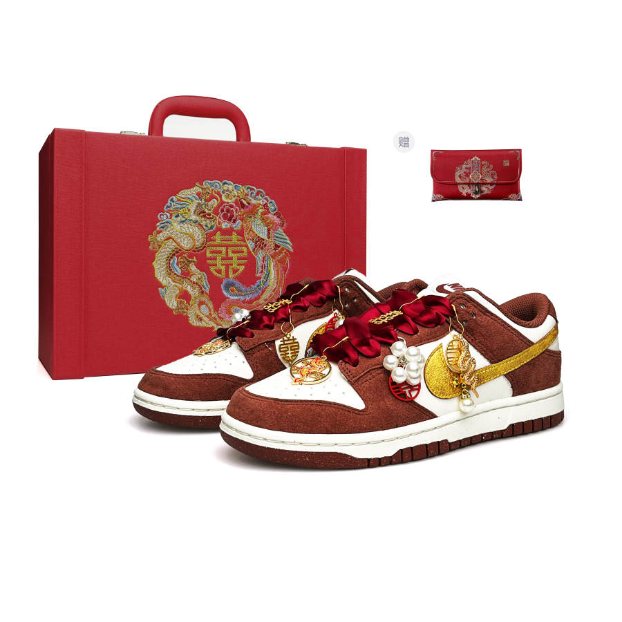 Nike Nike Dunk Heaven's Perfect Match Leather Lightweight Low top Skateboard Shoes Unisex Red