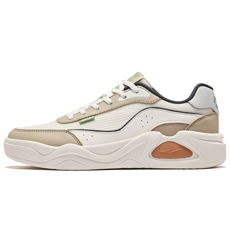 Erke Slip Resistant Abrasion Resistant Low top Skateboard Shoes Men's Microcrystal White Light Linen