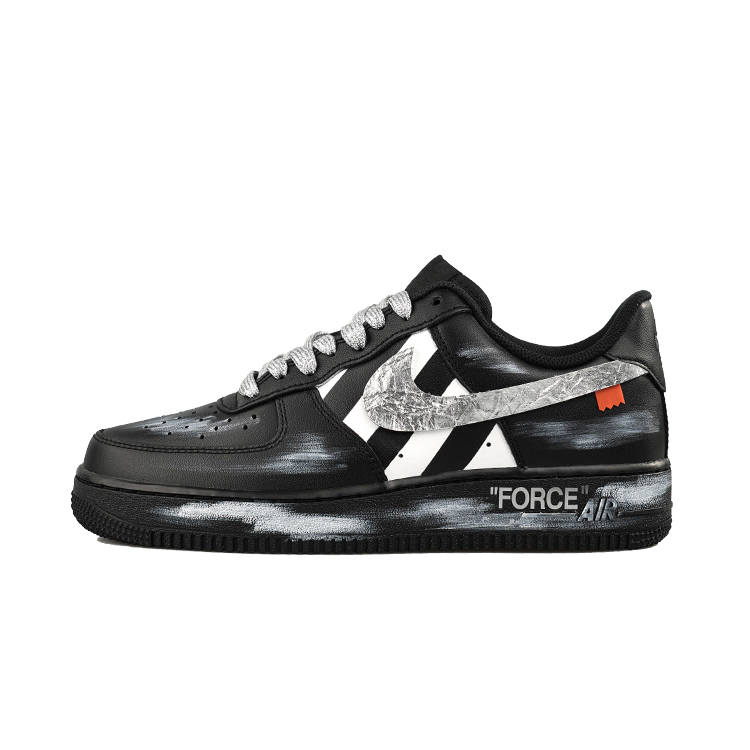 Nike Nike Air Force 1 Black Warrior RISK Zebra Line Abrasion Resistant Slip Resistant Low top Skateboard Shoes Unisex Black