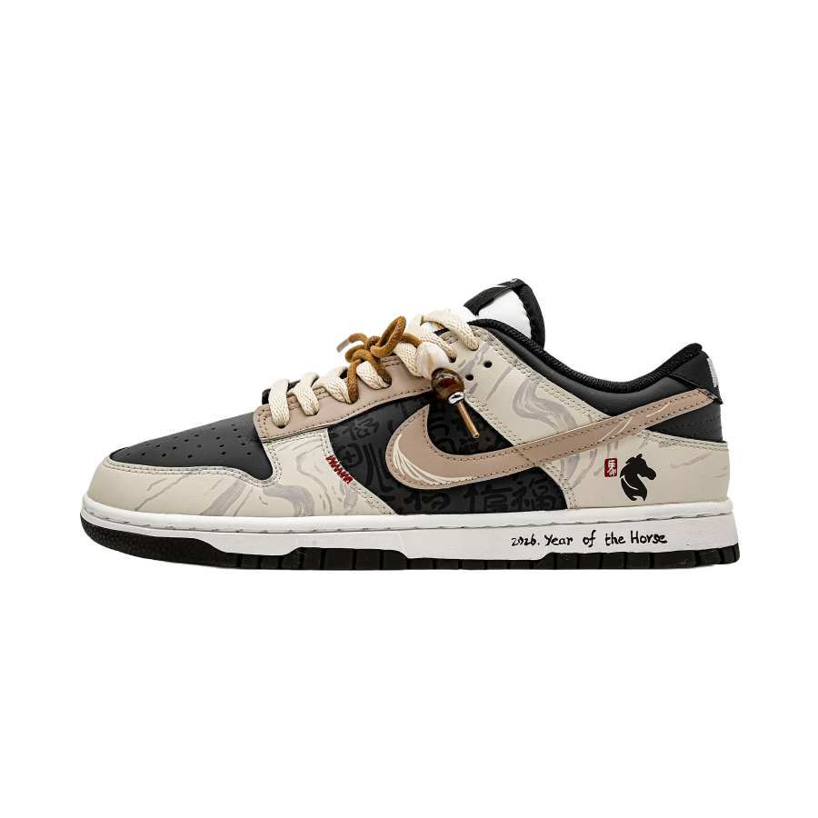 Nike Nike Dunk Blessed Horse And Auspicious Presentation Cushioning Abrasion Resistant Low top Skateboard Shoes Men's Ecru