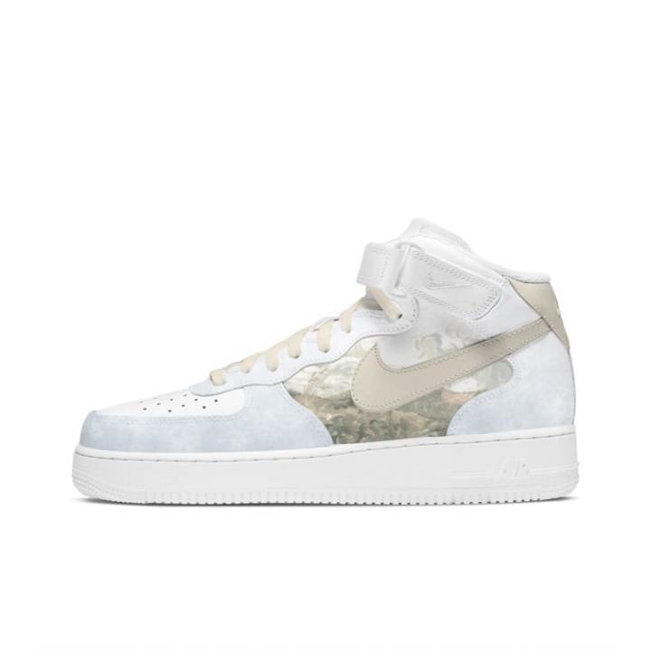 Nike Nike Air Force 1 Slip Resistant Mid top Skateboard Shoes Men's Beige Blue