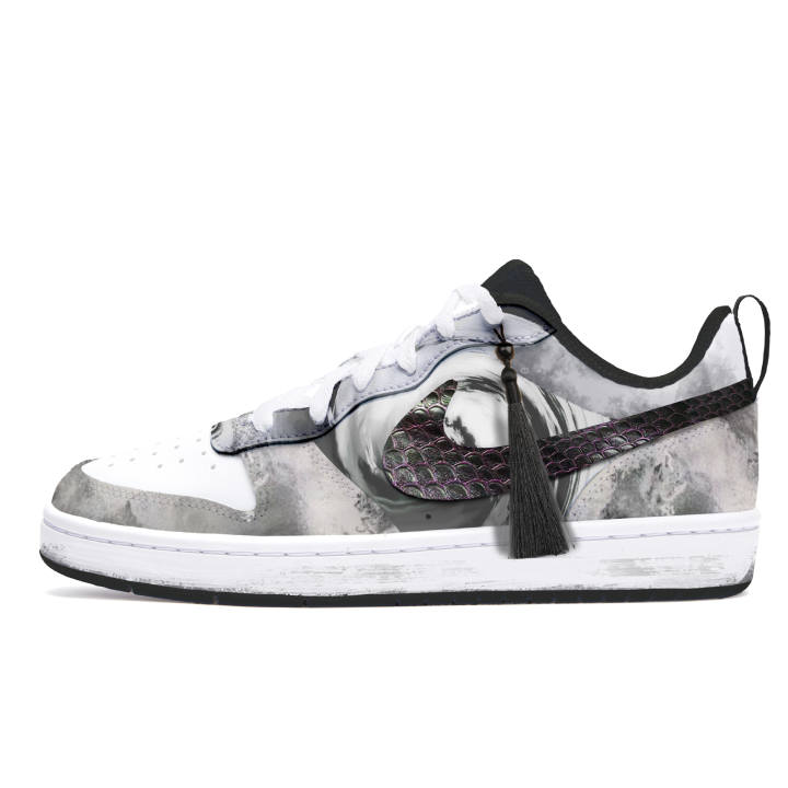 Nike Nike Court Borough Low 2 Slip Resistant Abrasion Resistant Low top Skateboard Shoes GS Gray White