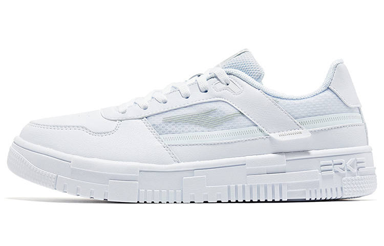 Erke Textile, Synthetic Leather Slip Resistant Cushioning Abrasion Resistant Low top Skateboard Shoes Men's White Gray