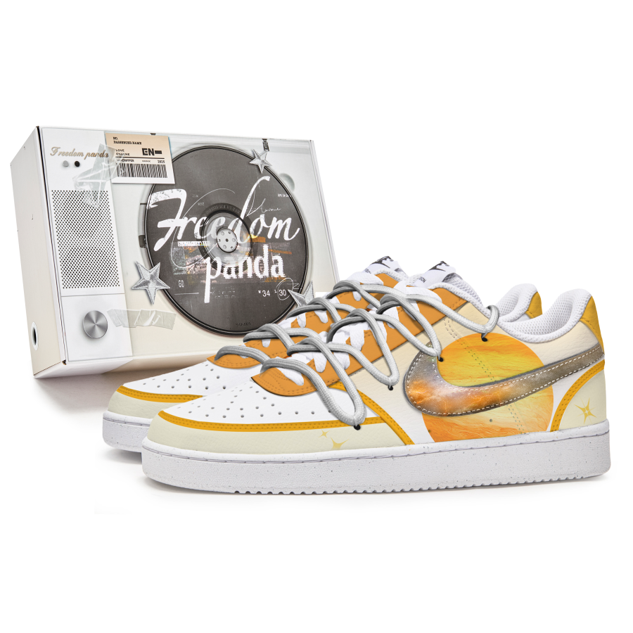 Nike Nike Court Vision 1 Freedom Panda, Box, Sunset Racer Slip Resistant Abrasion Resistant Low top Skateboard Shoes Men's