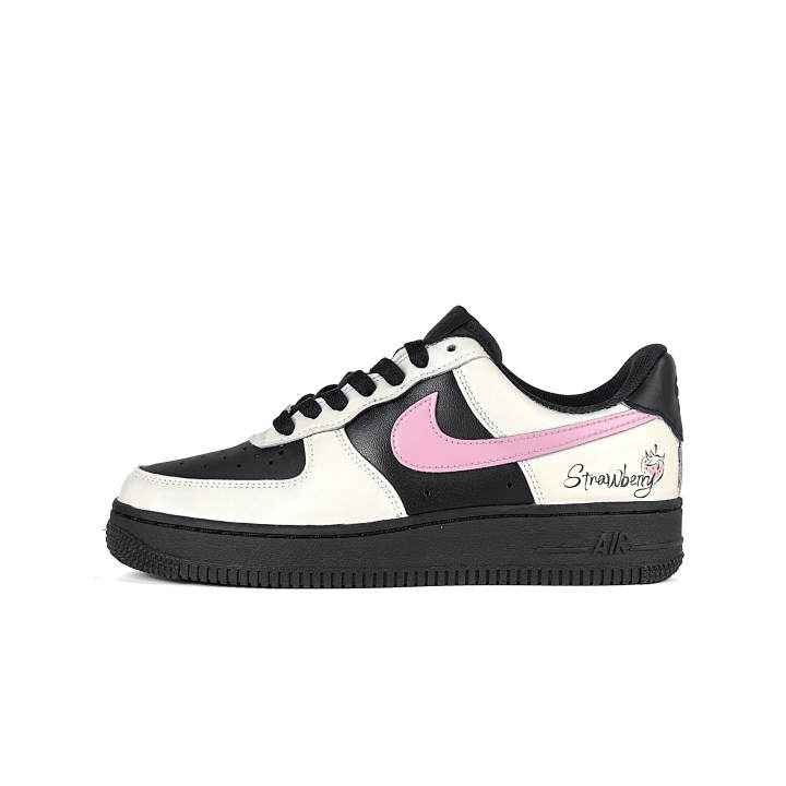 Nike Nike Air Force 1 Black Forest Strawberry Roll Leather Abrasion Resistant Abrasion Resistant Low top Skateboard Shoes