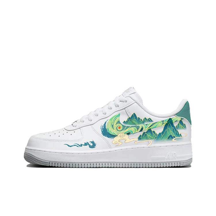 Nike Nike Air Force 1 Slip Resistant Low top Skateboard Shoes Men's White Green