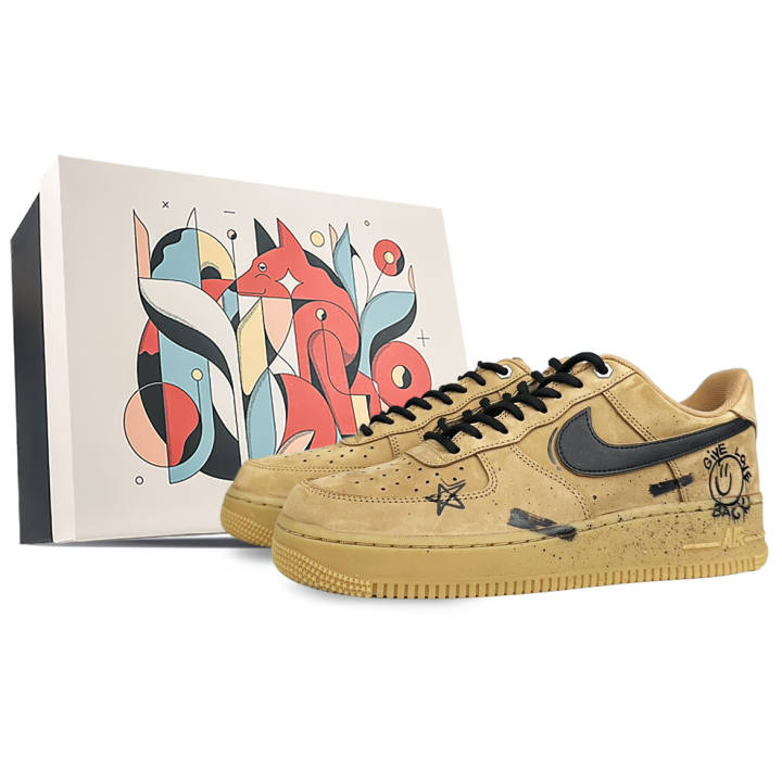 Nike Nike Air Force 1 Slip Resistant, Abrasion Resistant, Lightweight Low top Skateboard Shoes Unisex Wheat