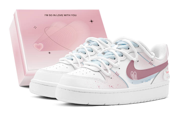 Nike Nike Court Borough Couple's, Romantic Treat, Raspberry Bunny, Cute, Anti Aging Low top Skateboard Shoes Women's