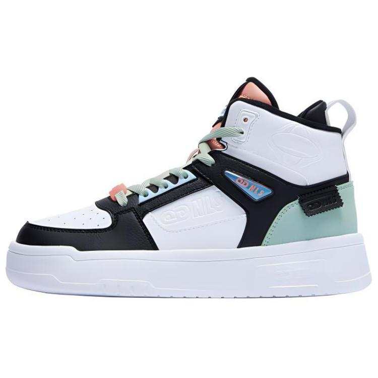 QIAODAN Skateboard Shoes Women's High Top White Green