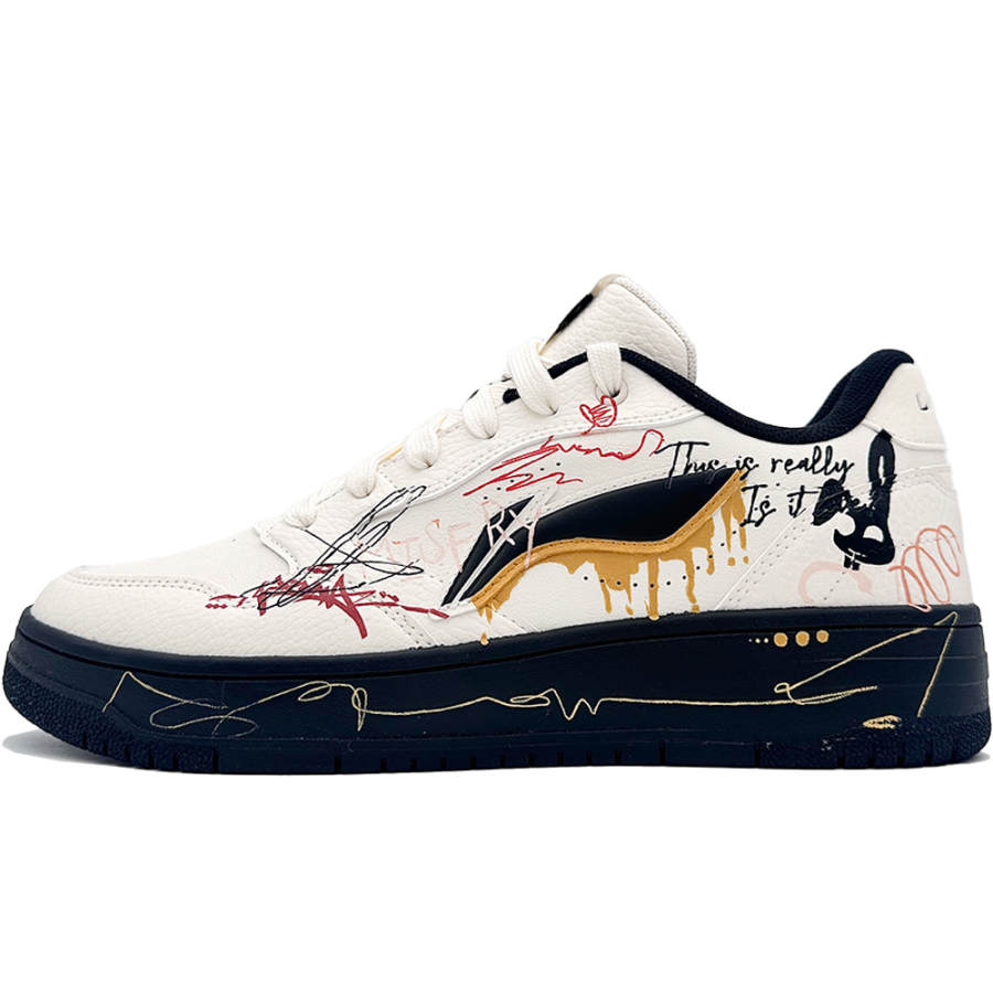 Li-Ning Li Ning Tianji Soft Slip Resistant Cushioning Abrasion Resistant Low top Skateboard Shoes Women's Ecru