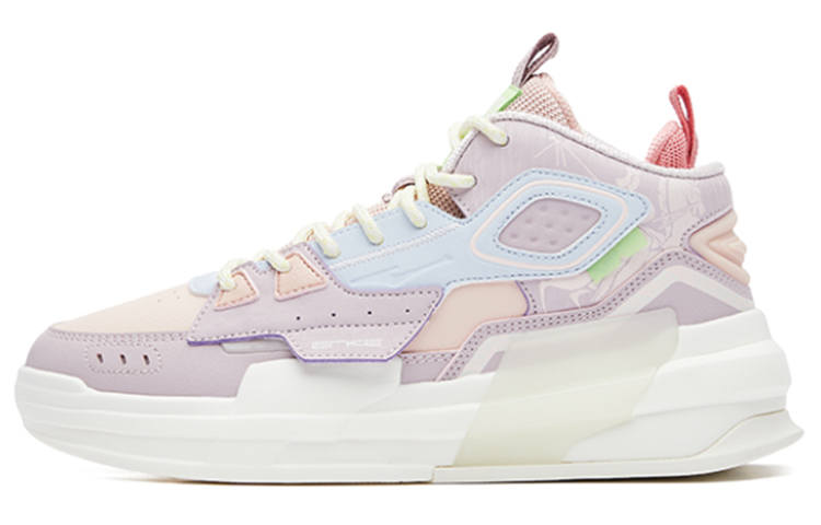 Erke Yeyan Slip Resistant Cushioning Abrasion Resistant Mid top Skateboard Shoes Women's Pink Purple
