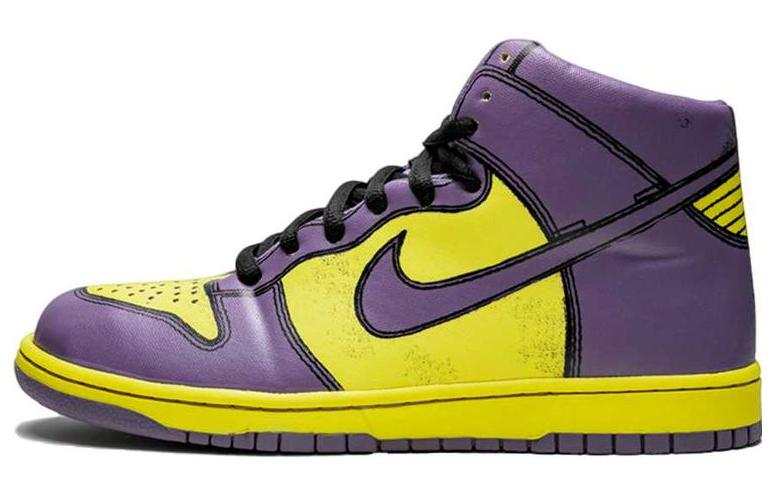 Nike Nike Dunk High 1 Piece Premium Abrasion Resistant High top Skateboard Shoes Unisex Purple Yellow
