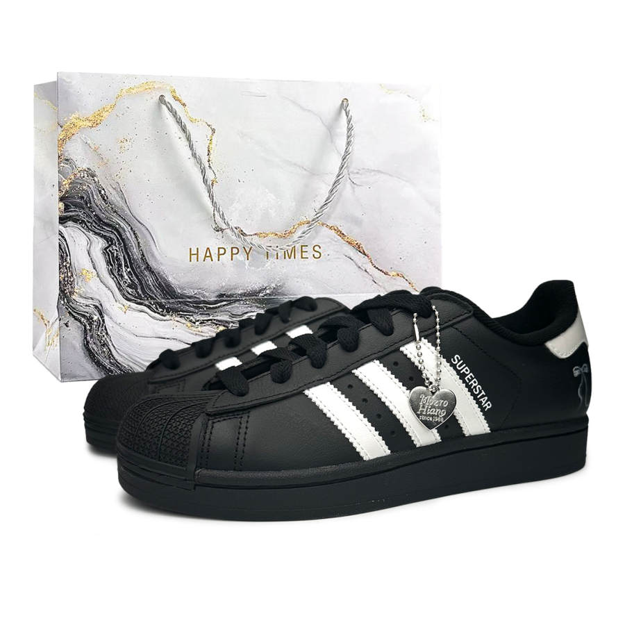 Adidas Originals Superstar 2 Silver Bowknot Abrasion Resistant Abrasion Resistant Low top Skateboard Shoes Unisex