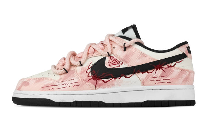 Nike Nike Dunk Rose Red Spiders Abrasion Resistant Low top Skateboard Shoes Unisex