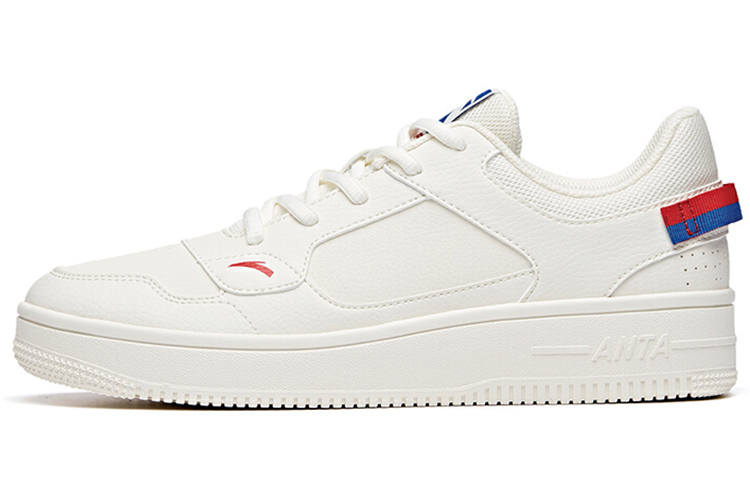 Anta Synthetic Leather Casual Coverage Slip Resistant Low top Skateboard Shoes Men's White Blue Red