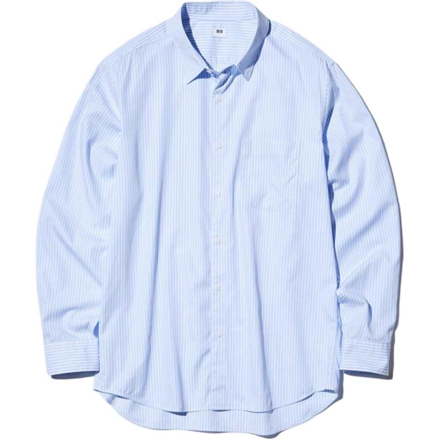 UNIQLO Shirts Unisex Light Blue Lapel Moderate