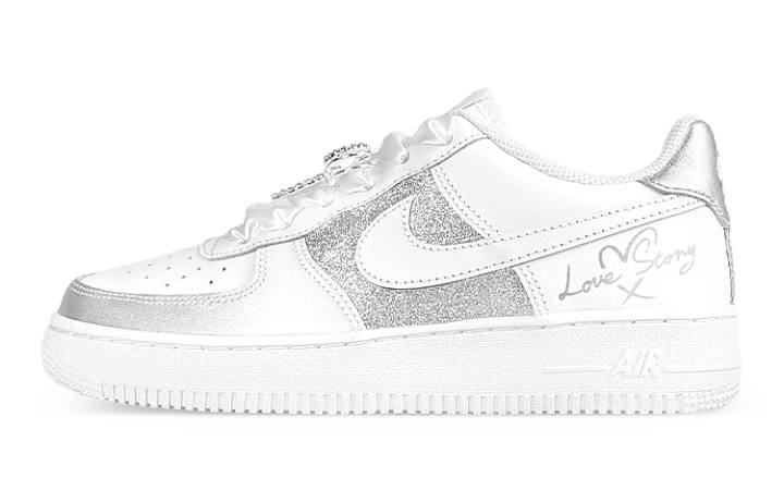 Nike Nike Air Force 1 Low top Skateboard Shoes GS Silver White
