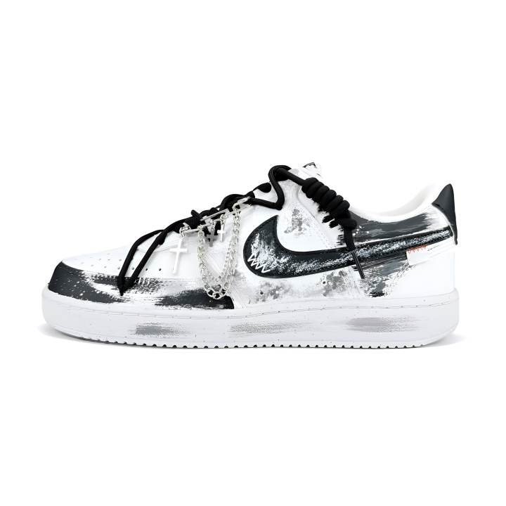 Nike Nike Court Vision 1 Abyss Echo Slip Resistant Low top Skateboard Shoes Unisex Black White