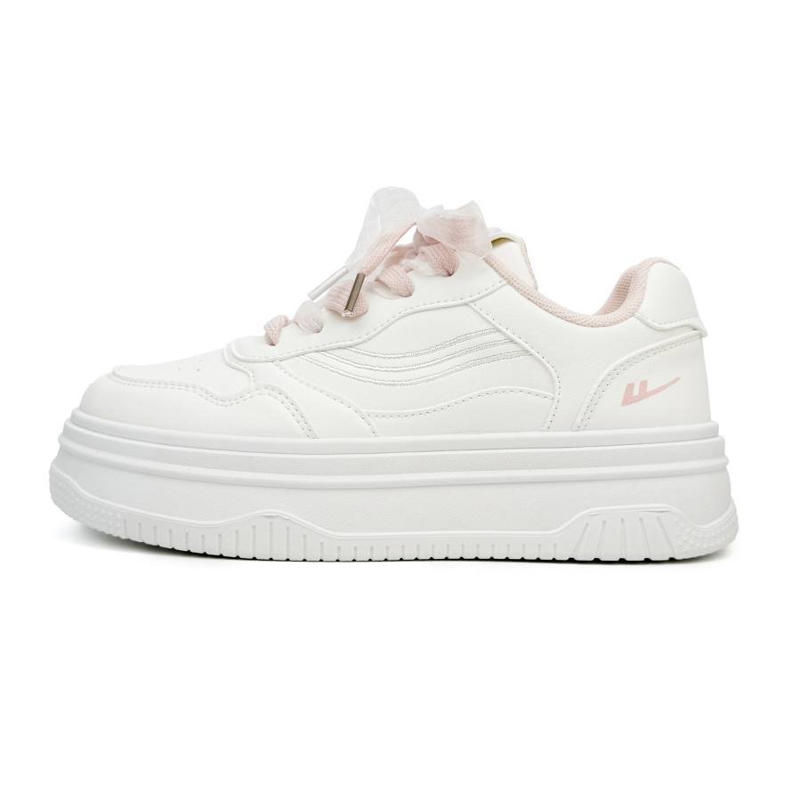 Warrior Synthetic Leather Height Increasing Abrasion Resistant Low top Skateboard Shoes Women's White Pink