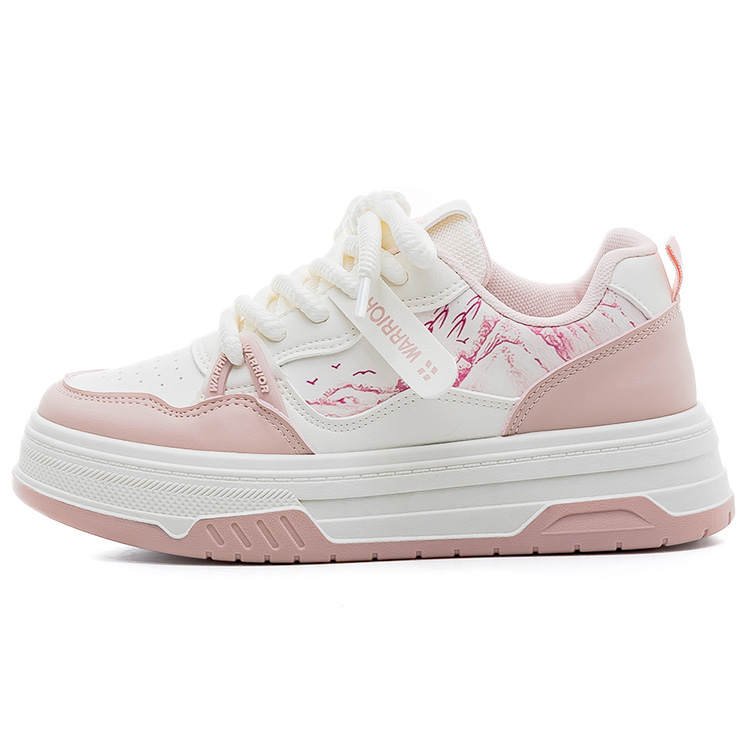 WARRIOR Lightweight Height Increasing Lightweight Height Increasing Low top Skateboard Shoes Women's Beige Pink
