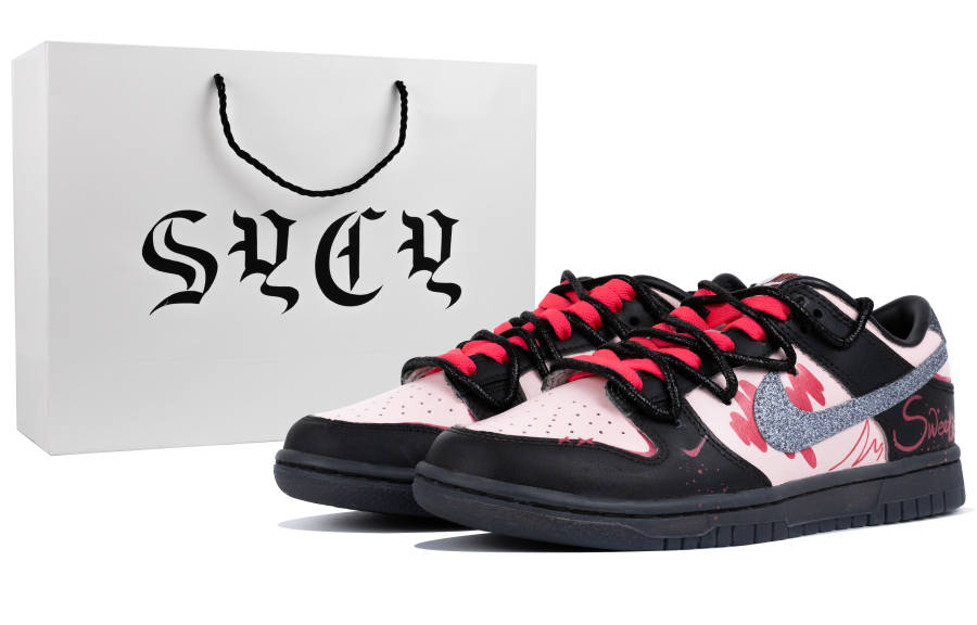 Nike Nike Dunk Slip Resistant Cushioning Abrasion Resistant Low top Skateboard Shoes Women's Black Pink