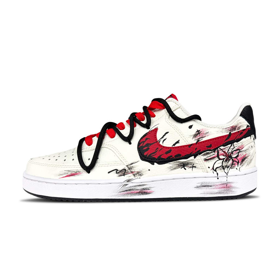 Nike Nike Court Vision 1 Flame Flower Abrasion Resistant Low top Skateboard Shoes Men's White Red