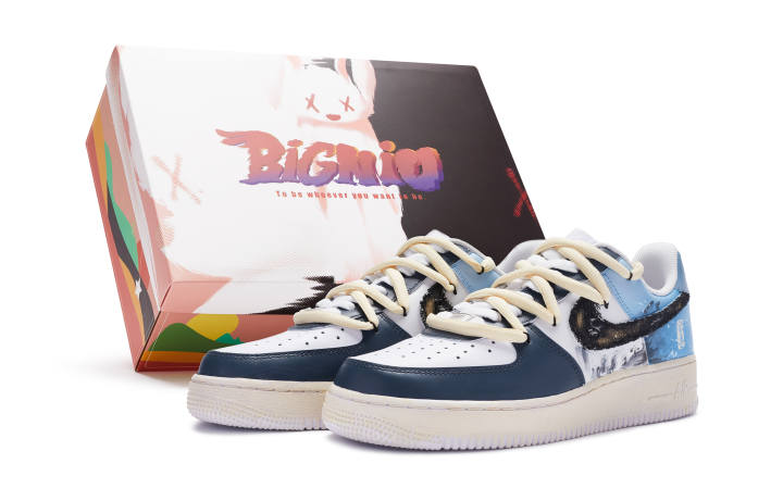 Nike Nike Air Force 1 Air Force 1 Skateboard Shoes Women's White Blue Black Special Gift Box