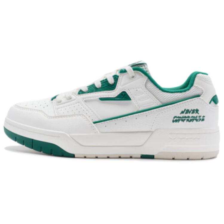 XTEP Comfortable Slip Resistant, Abrasion Resistant, Breathable Low top Skateboard Shoes Women's White Green