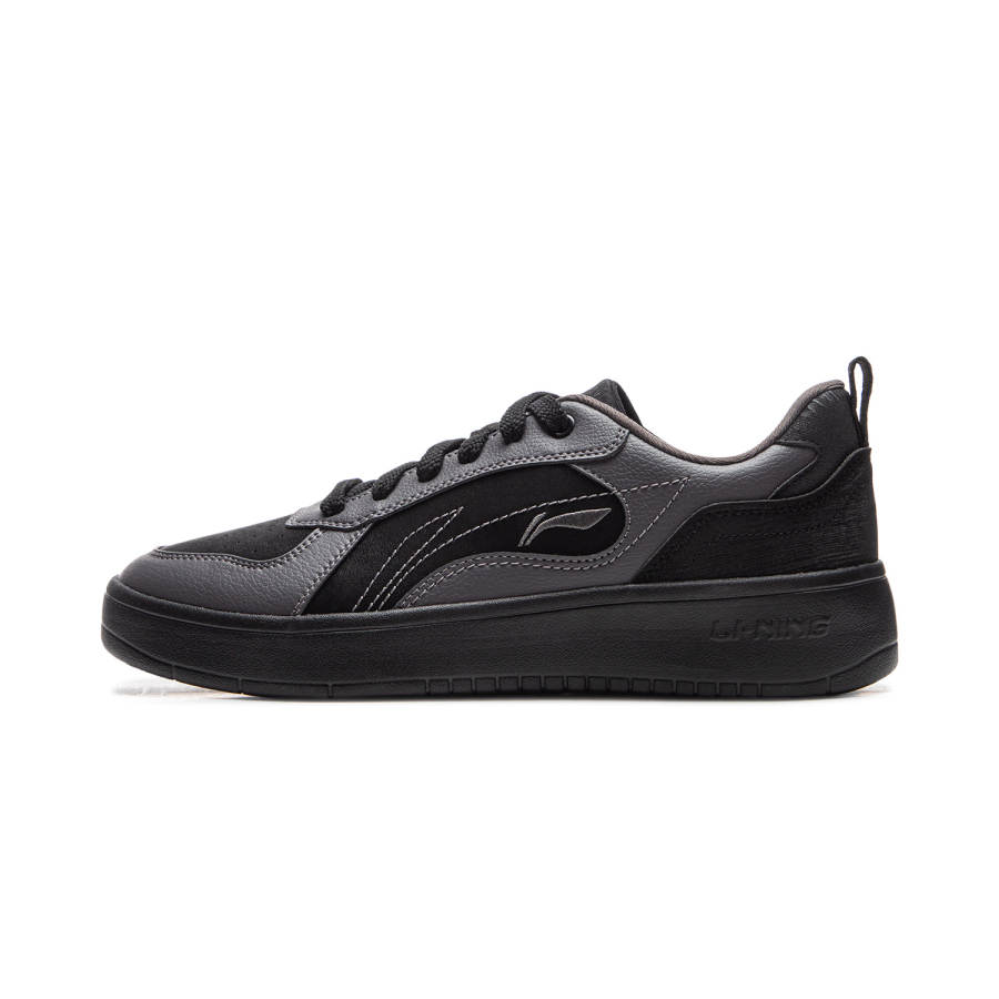 Li-Ning Li Ning Wheat Age Synthetic Leather Low top Skateboard Shoes Men's Black Gray