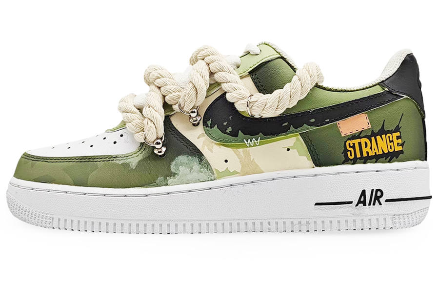 Nike Nike Air Force 1 Abrasion Resistant Low top Skateboard Shoes Unisex White Green