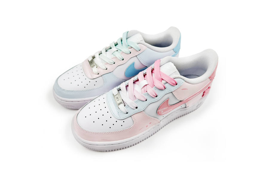Nike Nike Air Force 1 REGO Hot Dog, Hugging Bear Cute Low top Skateboard Shoes Unisex White Pink Blue