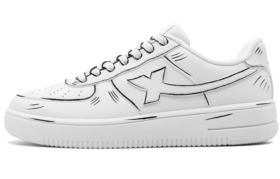 XTEP Slip Resistant Abrasion Resistant Low top Skateboard Shoes Unisex White Black