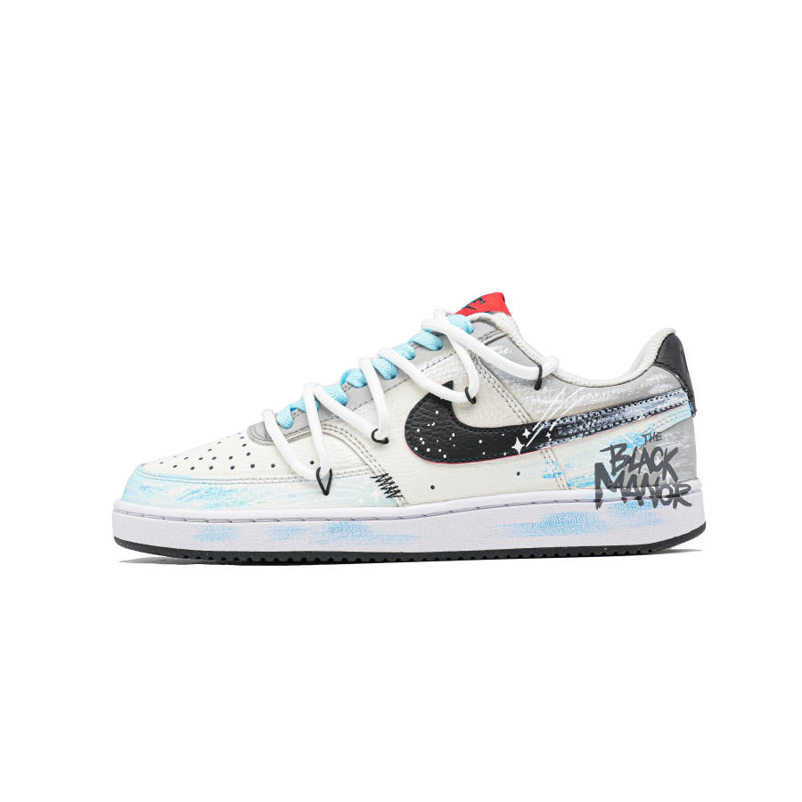 Nike Nike Court Vision 1 White Night Wear resistant And Lightweight Low top Skateboard Shoes Men's White Black