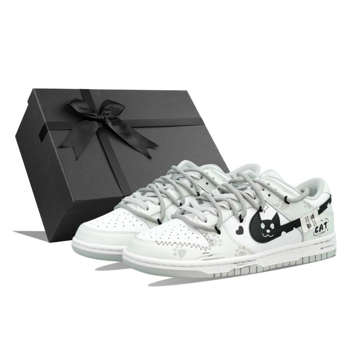 Nike Nike Dunk Low Cow Leather Abrasion Resistant Breathable Low top Skateboard Shoes Unisex White Gray