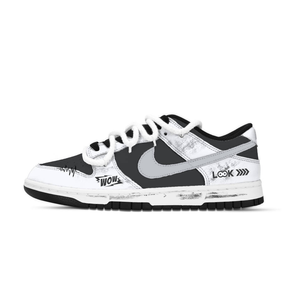 Nike Nike Dunk Shadow Mist White Abrasion Resistant Abrasion Resistant Low top Skateboard Shoes Unisex Black White Gray