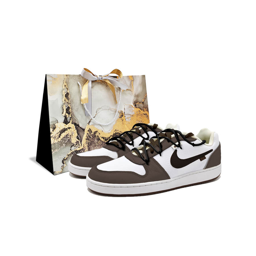 Nike Nike EBERNON Black Mocha Synthetic Leather Cushioning Abrasion Resistant Slip Resistant Low top Skateboard Shoes Men's