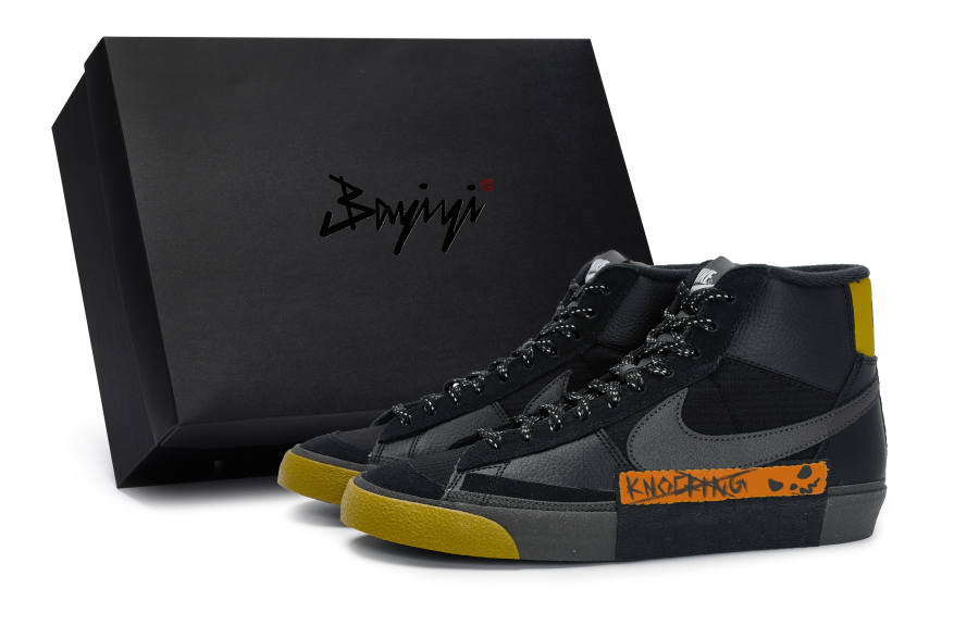 Nike Nike Blazer 811 Manufacturing, Night Of The Ghosts Abrasion Resistant Abrasion Resistant Mid top Skateboard Shoes Men's