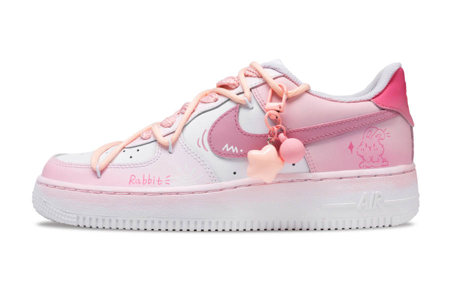 Nike Nike Air Force 1 Pink Wish Cow Leather Slip Resistant Abrasion Resistant Low top Skateboard Shoes Unisex Pink