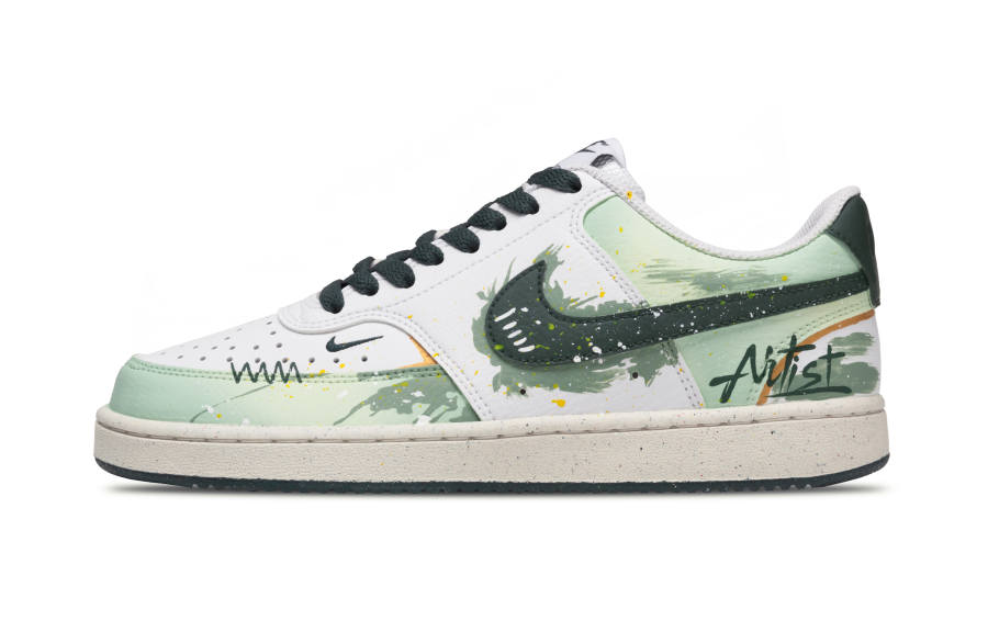 Nike Nike Court Vision Jungle Journal, Photosynthetic Power Abrasion Resistant Low top Skateboard Shoes Women's White Green