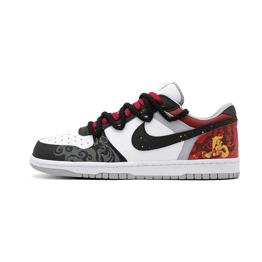 Nike Nike Big Year Of The Horse Greetings Abrasion Resistant Breathable Low top Skateboard Shoes Men's Black Red