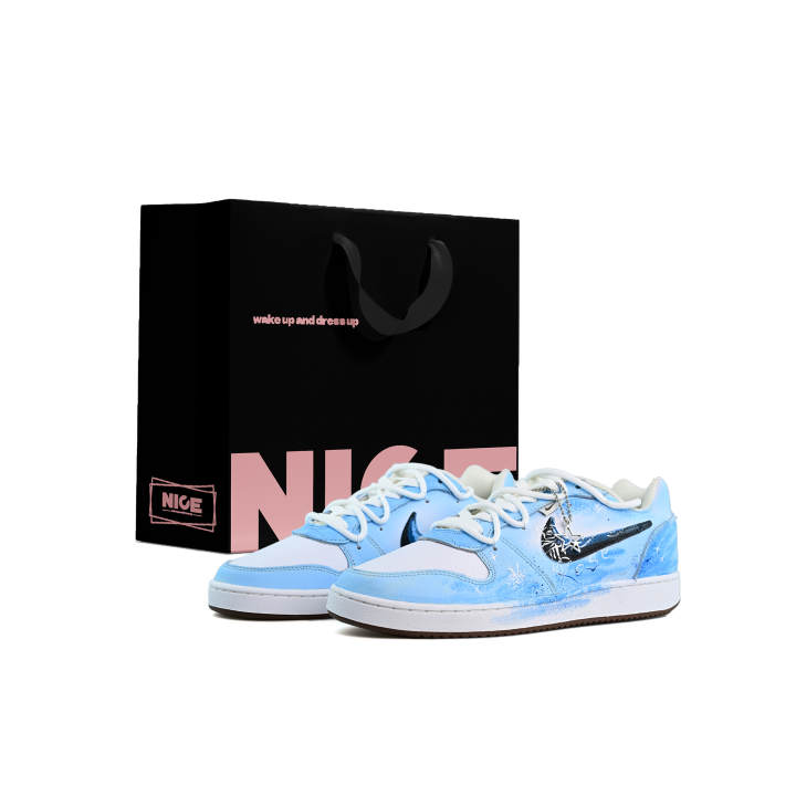Nike Nike EBERNON Abrasion Resistant Lightweight Low top Skateboard Shoes Men's Blue White