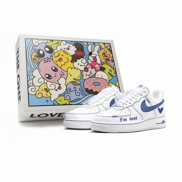 Nike Nike Air Force 1 Low top Skateboard Shoes Unisex White Blue